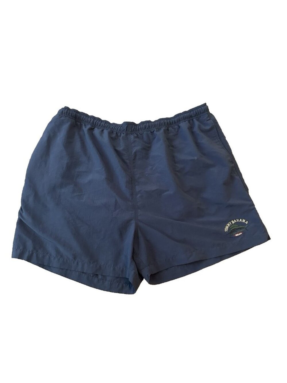 Vintage Tommy Bahama Swim Trunks XXL Mavy Blue Marlin Logo Mesh Lined Tropical